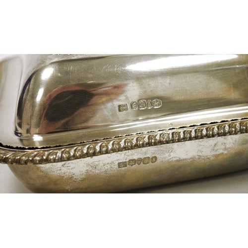 319 - Victorian silver tureen and cover, of rectangular form with gadrooned edging, London 1854, maker's m... 