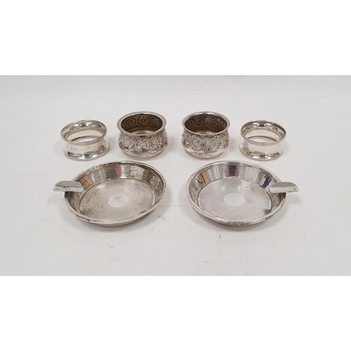 324 - Pair of 20th century silver ashtrays, circular, Birmingham, maker's mark CWL&Co, 2ozt total approx.,... 