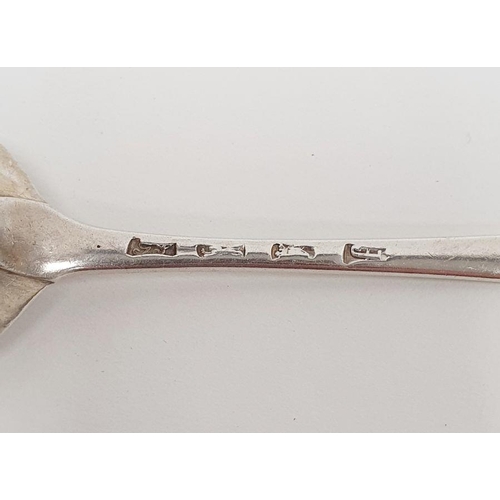 344 - Dessert spoons (marks worn), a child's fork with floral engraving, a sugar sifting spoon with trefoi... 