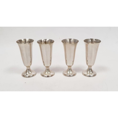 367 - Cased set of four Gorham American sterling shot glasses, each 7cm high approx. and each 0.6ozt appro... 