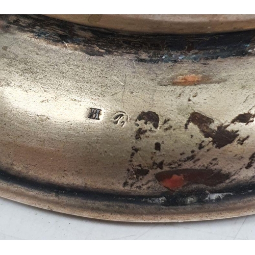 371 - Pair of early 20th century silver-coloured metal, possibly German candlestick holders, marks worn, e... 