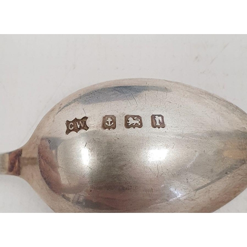 373 - Set of six Edwardian silver coffee spoons with wriggle engraved handles, in case