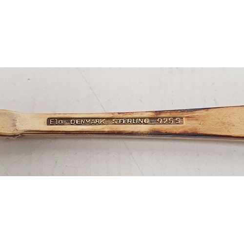 376 - Set of six silver-gilt and coloured enamel souvenir spoons marked 'Denmark Sterling 925', in fitted ... 