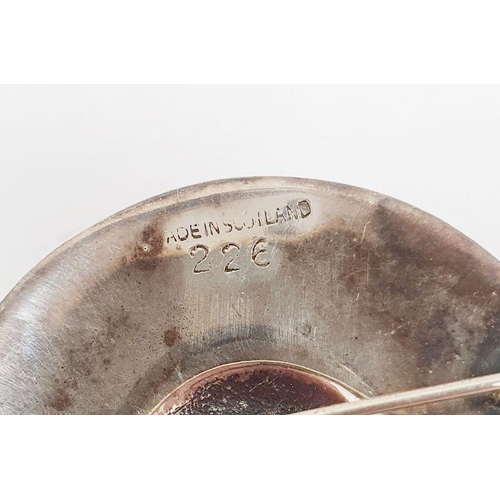 384 - Scottish Celtic-style silver brooch of shield design, indistinctly stamped verso and stamped 'Made i... 