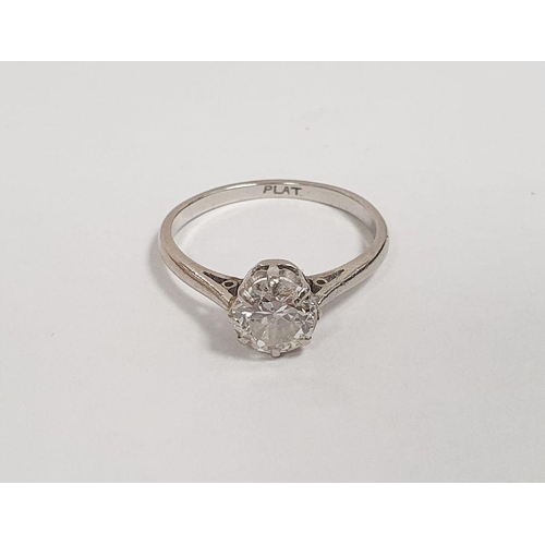 387 - Platinum and solitaire diamond ring, the stone approx. 0.8ct