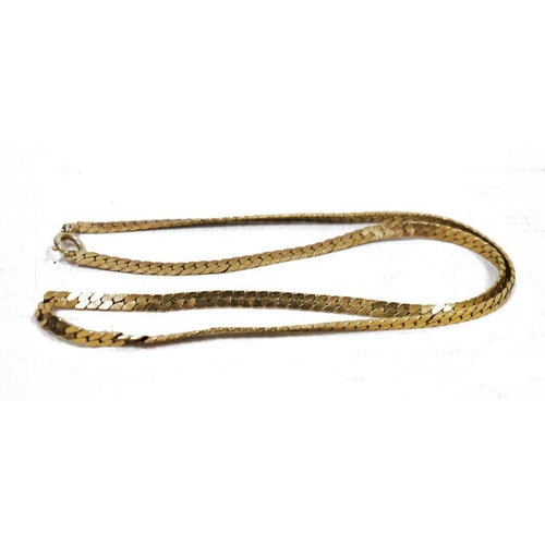 391 - 9ct gold herringbone chain-link necklace, 10g approx.