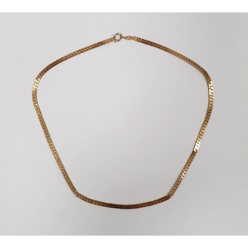 391 - 9ct gold herringbone chain-link necklace, 10g approx.