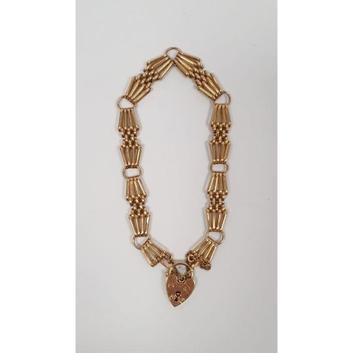 395 - 9ct gold chain-link bracelet with padlock clasp, 11.5g approx.
