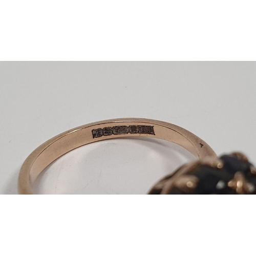 406 - 9ct gold and sapphire cluster ring, 4.5g total