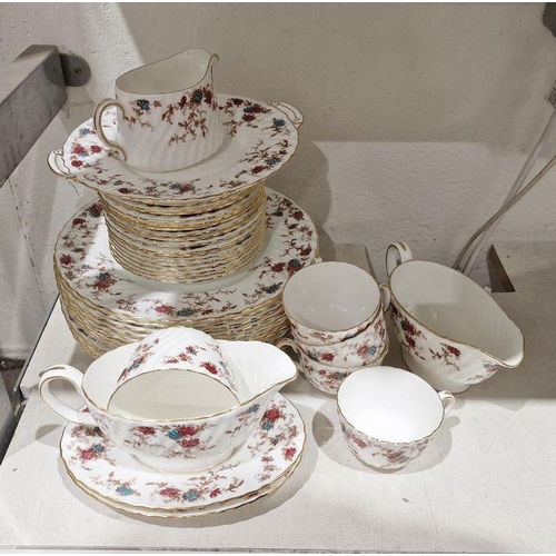 6 - Minton Ancestral dinner and tea service with two tureens, serving plates, gravy jug, 12 dinner plate... 