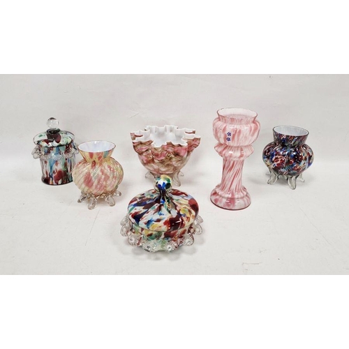 61 - Collection of Franz Welz Bohemian spatter glass, late 19th/early 20th century including a pink and w... 