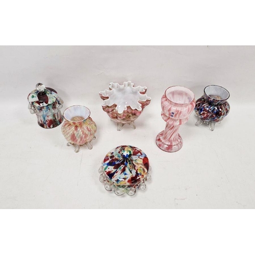 61 - Collection of Franz Welz Bohemian spatter glass, late 19th/early 20th century including a pink and w... 