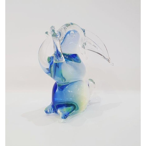 62 - V. Nason & C. Murano glass model of a rabbit in green and blue colourway (h. 16cm)