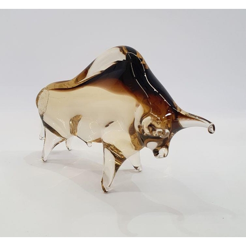 65 - V Nason & C. Murano glass model of a bull in graduated brown colourway (height.14cm, length 23cm)