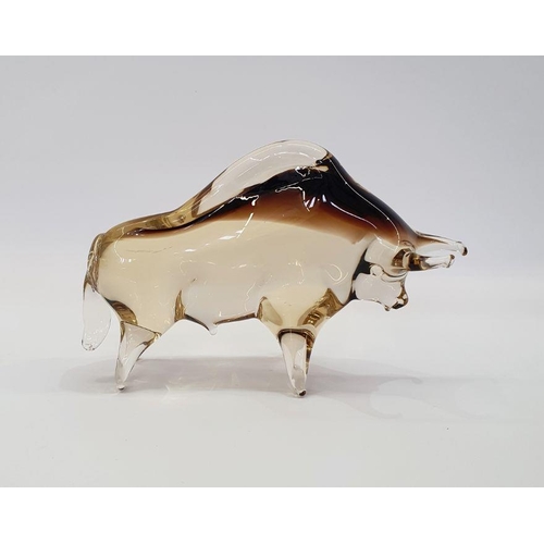 65 - V Nason & C. Murano glass model of a bull in graduated brown colourway (height.14cm, length 23cm)