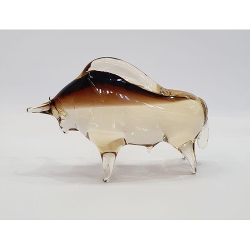 65 - V Nason & C. Murano glass model of a bull in graduated brown colourway (height.14cm, length 23cm)