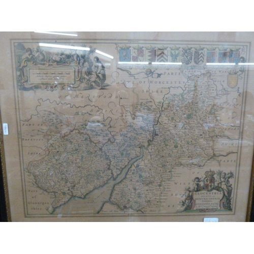 116 - After Jan Janssen
 map Coloured engraving
 North Ridinge of Yorkshire, map (50 x 39 cm), together wi... 