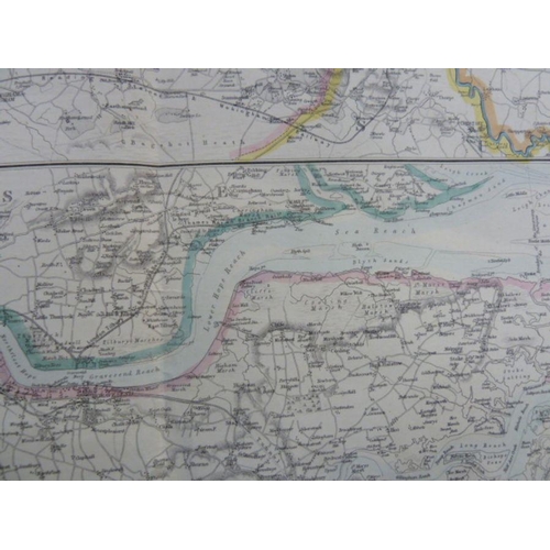 123A - After Edwd Weller 
 Engraved Map- The River Thames from its Source to the Sea , coloured in outline,... 