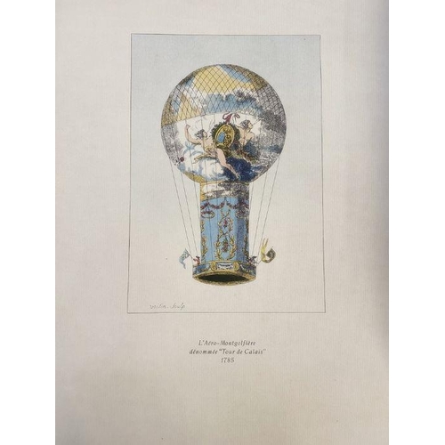 124 - Twelve colour prints relating to the history of aerospace and ballooning from the late eighteenth to... 