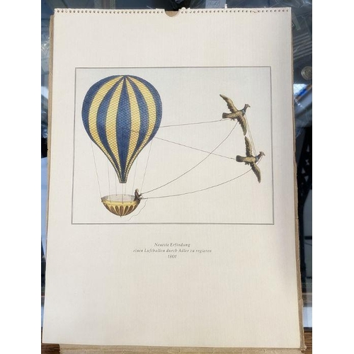 124 - Twelve colour prints relating to the history of aerospace and ballooning from the late eighteenth to... 