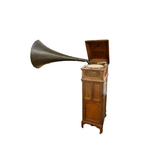 160 - EMG 1927 gramophone with Wilson Panharmonic straight horn, E.M.G soundbox, mounted in an HMV Junior ... 