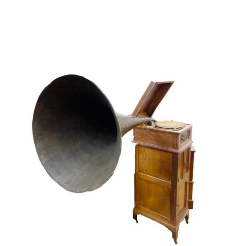 160 - EMG 1927 gramophone with Wilson Panharmonic straight horn, E.M.G soundbox, mounted in an HMV Junior ... 