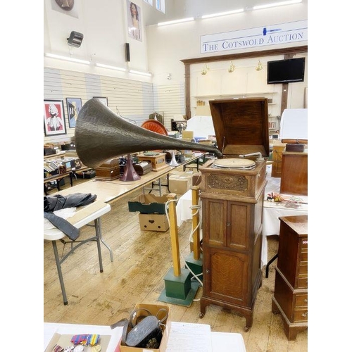 160 - EMG 1927 gramophone with Wilson Panharmonic straight horn, E.M.G soundbox, mounted in an HMV Junior ... 