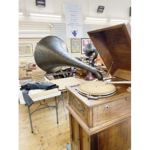 160 - EMG 1927 gramophone with Wilson Panharmonic straight horn, E.M.G soundbox, mounted in an HMV Junior ... 