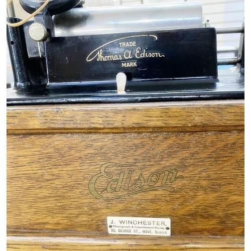 161 - An Edison Fireside phonograph combination type, serial number 89004 model no. A, retailer J. Winches... 