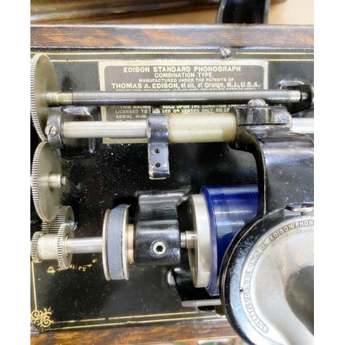 162 - Edison Standard phonograph model D, serial number 763604 with two section horn, 96.5cm high approx. ... 