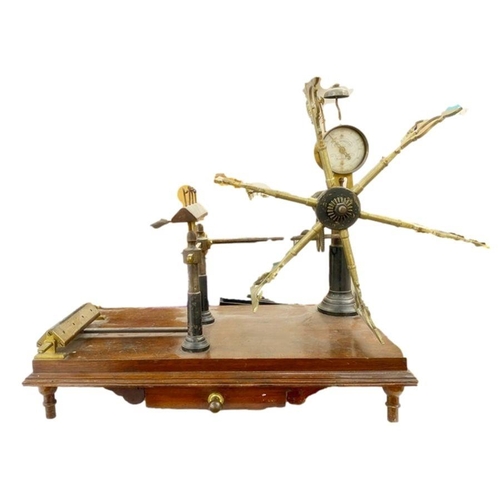 191 - A Victorian brass yarn winder on wooden stand by John Nesbitt Ltd, 42 Market Street Manchester, 68cm... 