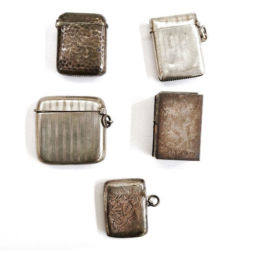 212 - Silver matchbox holder and four silver vesta cases (5)