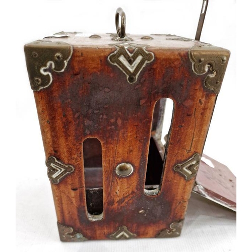 229 - A Korean-style miniature chest with metal mounts and handles, 13cm wide, 19cm high