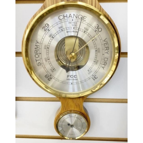 239 - A modern barometer and a J.H. Steward, 26 Strand London, wet/dry thermometer (2)