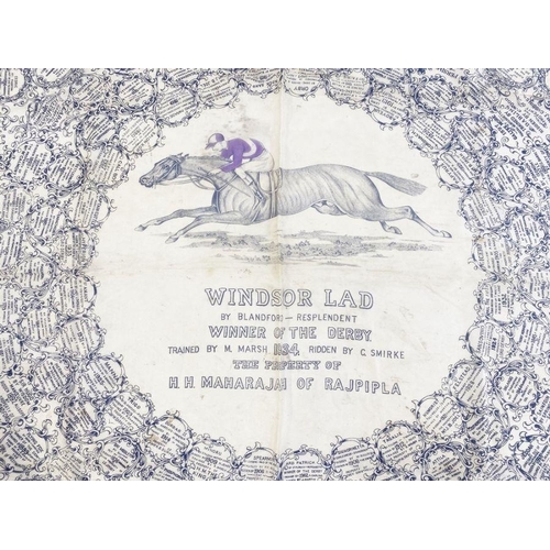 241 - Ladies silk scarf commemorating the victory of H.H.MAHARAJH of RAJAPIPLA Windsor Lad, winner of the ... 