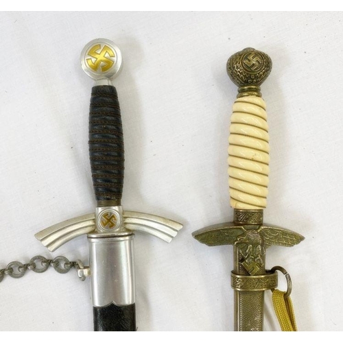 263 - 19th century socket bayonet, No4 MKII bayonet, and two reproduction daggers (4)