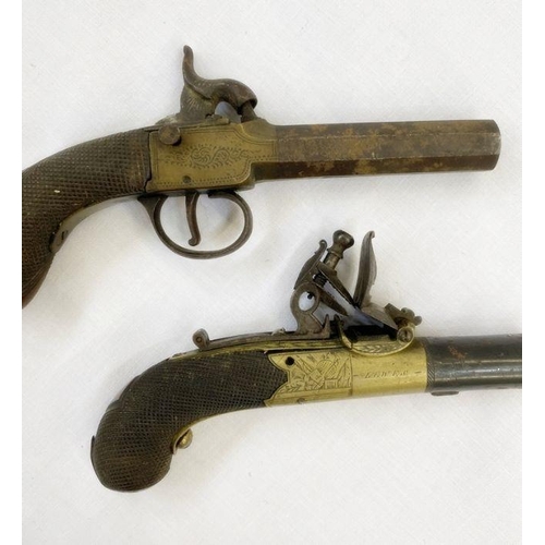 267 - A 19th century flintlock pistol and percussion pistol, both A.F. (2)