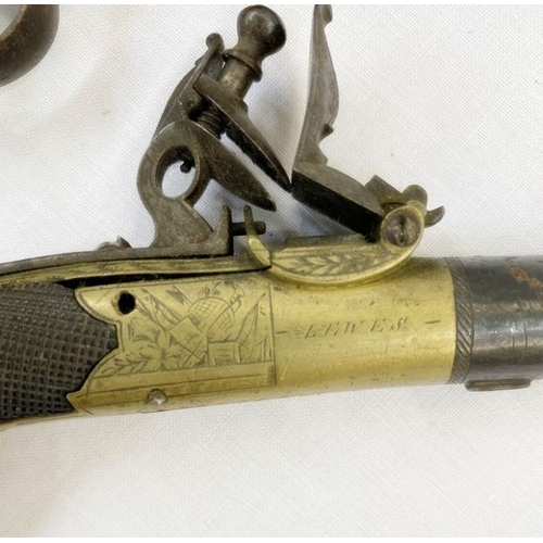 267 - A 19th century flintlock pistol and percussion pistol, both A.F. (2)