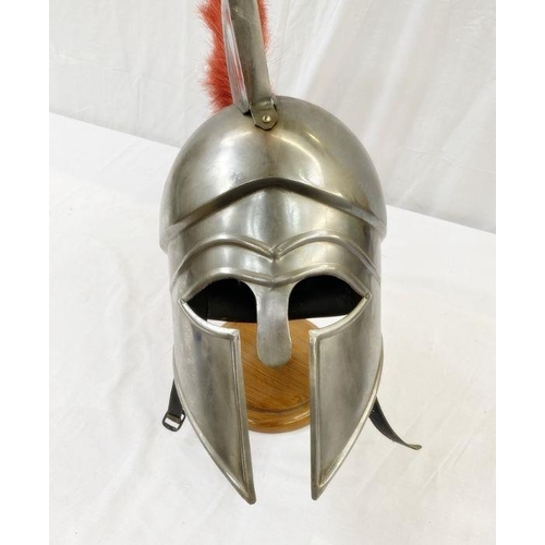 275 - Greek Spartan reproduction helmet and stand