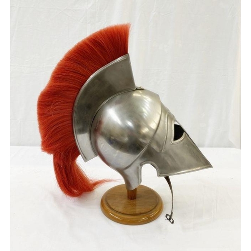 275 - Greek Spartan reproduction helmet and stand