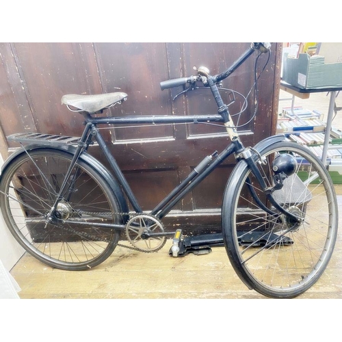 293 - An 1930s RAF bicycle possibly B.S.A with Sturmey Archer Trigger 3 or 4 speed, painted black, with gr... 