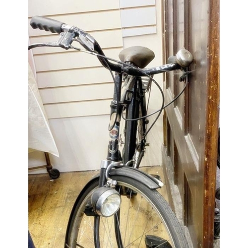 293 - An 1930s RAF bicycle possibly B.S.A with Sturmey Archer Trigger 3 or 4 speed, painted black, with gr... 