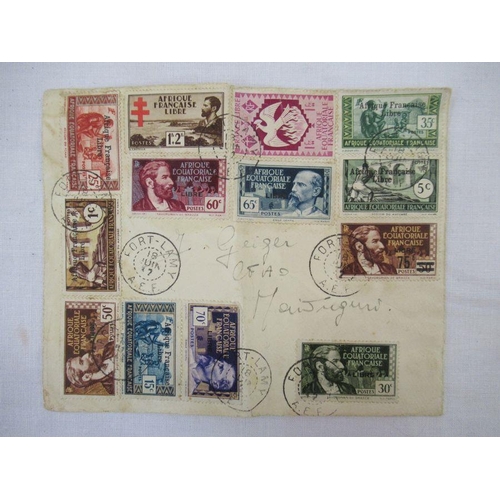 309 - French Colonies: ‘Fort Lamy’ covers (3) of Equatorial Africa postally dated 18th June ’47. Overprint... 