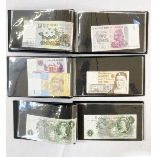 332 - 3 x bank collection books of mainly foreign notes and 6 British £1 notes of J. S. Forde