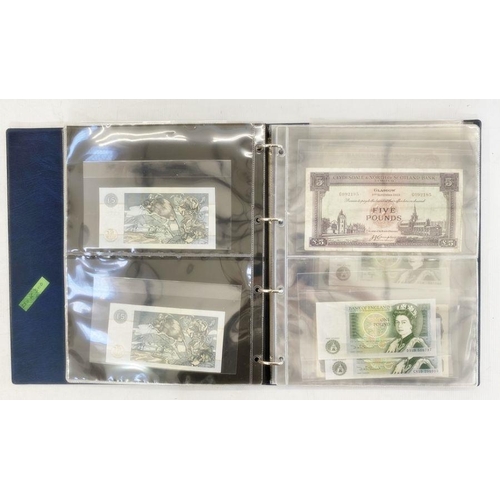 342 - Folder of bank notes English, Scottish, Irish £50 down to include George V notes Bank of Scotland (G... 