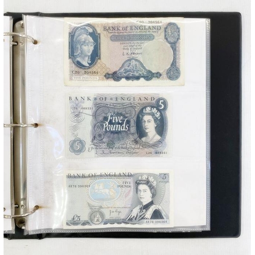 343 - Bank notes to include 1955 £5 note serial no. A54 A/035273 small split on one side