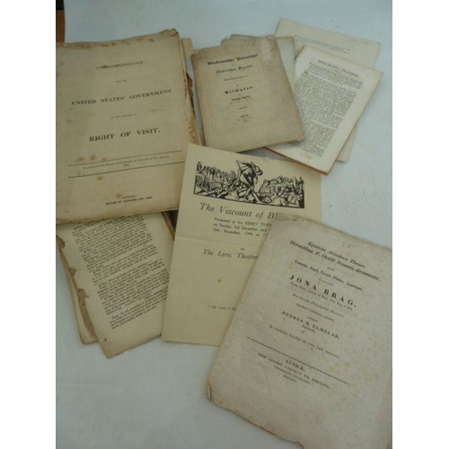 50 - Assorted ephemera to include:-  
 A broadsheet The Five Sea Pirates, with loss, Holcroft's Travels, ... 