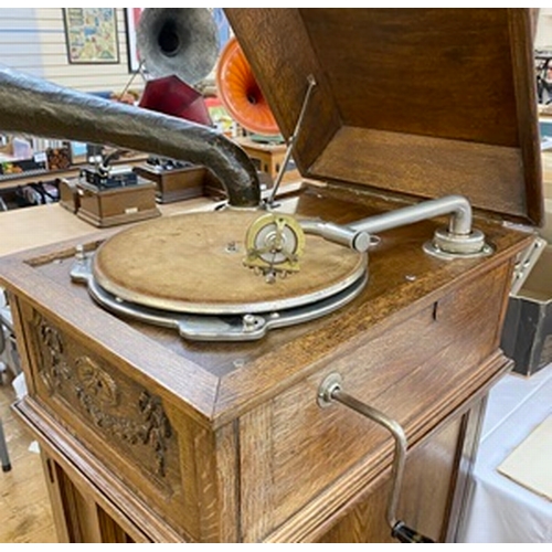 160 - EMG 1927 gramophone with Wilson Panharmonic straight horn, E.M.G soundbox, mounted in an HMV Junior ... 