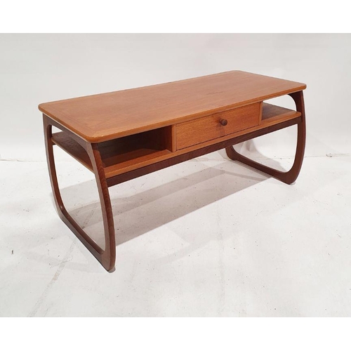 1077 - 20th century teak Parker Knoll Burlington coffee table with through drawer, H 51cm X W 107cm X D 46c... 