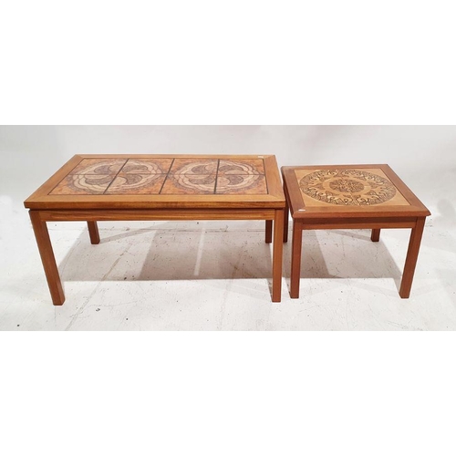 1079 - 20th century Danish teak tile top coffee table H 46cm X W 92cm X D 51cm on straight feet together wi... 